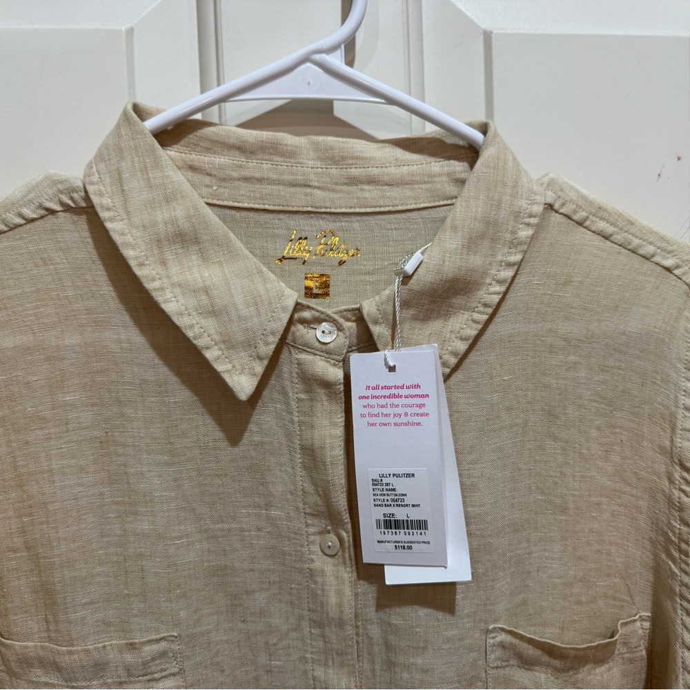 Lilly Pulitzer Light Tan Button-Up Blouse